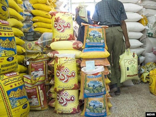 Iran -- Rice from abroad in Iran stores, undated