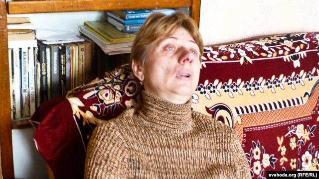 Lyubou Kavalyova reacts to news of her son's execution at her home in Vitsebsk on March 17.