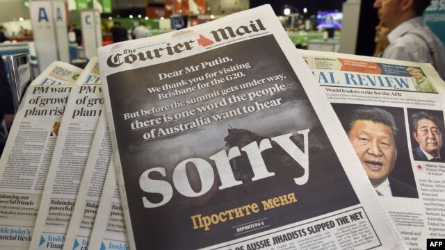Австралийские газеты призывают Владимира Путина извиниться за гибель малайзийского "Боинга"