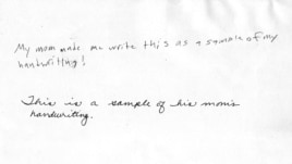 Writing samples by Tyler Meder, a 13-year-old American student, and his mother, Meredith Meder (CLICK TO ENLARGE)