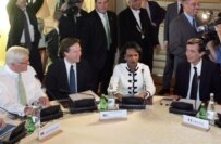 A meeting of UN Security Council permanent members, plus Germany, in July (AFP)