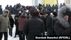 Disgruntled homeowners gather in Astana to protest.