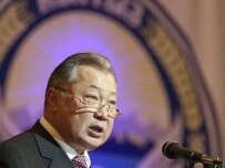 President Kurmanbek Bakiev speaks at the founding of his political party (AFP)