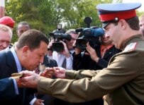 Chavez (left) participated in a ceremony in the southern Russian city of Volgograd on July 25 (epa)