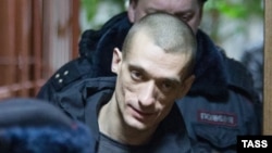 Российский художник-акционист Петр Павленский на суде по его делу. Москва, 26 февраля 2016 года.