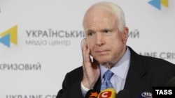 U.S. Senator John McCain gives a press conference in Kyiv in September 2014.