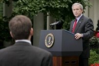 George Bush at the June 14 press conference (epa)