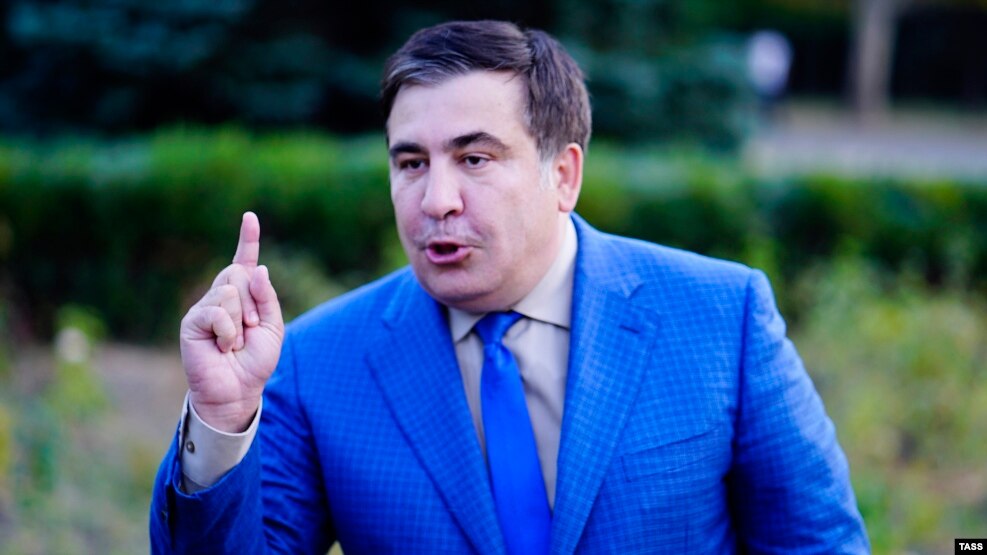 Former President Mikheil Saakashvili has been predicting victory from his self-exile in nearby Ukraine. (file photo)