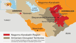 Картада қызылмен боялған - Таулы Қарабақ.