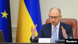 Ukrainian Prime Minister Arseny Yatsenyuk speaks during a government meeting in Kyiv. (file photo)