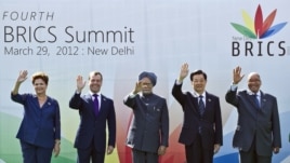 Heads of the BRICS countries at the grouping's summit in New Delhi in March, 2012.