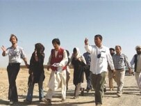 Five of the released hostages on August 29 (AFP)