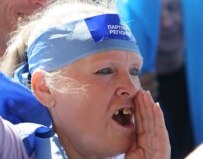 A supporter of the Party of Regions at a July 21 rally in support of a government led by Viktor Yanukovych (ITAR-TASS)
