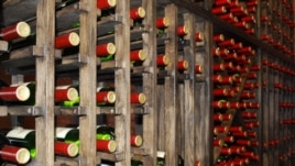 Wine bottles in Chateau Vitalny in Orhei