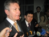 Belgian Foreign Minister Karel De Gucht pictured in Astana on the Kazakh leg of his tour of Central Asia as chairman of the OSCE (file photo) (RFE/RL)