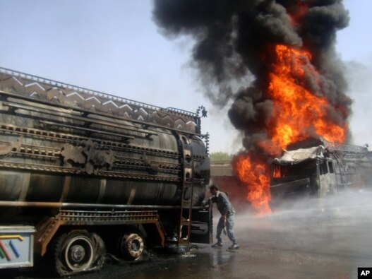 Similar attacks aimed at disrupting NATO supplies have been carried out in the past.