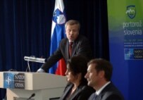 De Hoop Scheffer at the NATO meeting in Slovenia on September 28 (NATO)