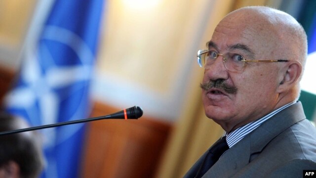 Hungary -- Hungarian Foreign Minister Janos Martonyi delivers the opening speech of the annual NATO Conference on Weapons of Mass Destruction, Arms Control, Disarmament and Non-proliferation at the Foreign Affairs building in Budapest, 14Jun2012