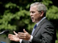 Bush speaks to reporters in Washington today (epa)