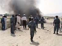 Scene of today's bombing in Kandahar (AFP)