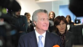 RFE/RL President Steve Korn at the opening of Radio Tavisupleba Media School in Tbilisi.