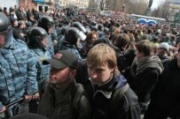 Previous March of Dissent events have seen a heavy police presence (RFE/RL)