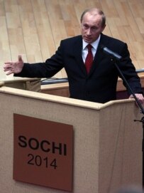 Russian President Putin speaking to the IOC delegation in Sochi today (epa)