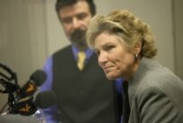 Undersecretary of State Karen Hughes being interviewed at RFE/RL's Prague headquarters (RFE/RL)