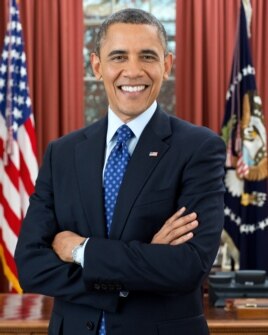 An official portait of Obama in the Oval Office released by the White House on January 17