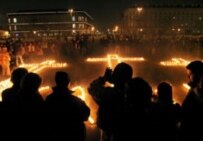 Polish scouts at a vigil on March 5, 2006, in Warsaw in memory of Polish officers killed at Katyn (file photo) (epa)