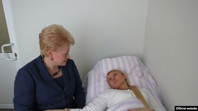 Lithuania President Dalia Grybauskaite meets with Yulia Tymoshenko in Kharkiv.