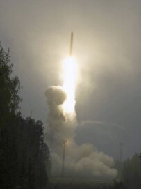 A Russian RS-24 international ballistic missile launched from the Plesetsk cosmodrome on May 29 (ITAR-TASS)