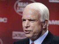 Senator McCain at the May 3 debate (epa)
