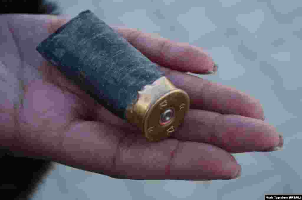 Casing from a shotgun pellet. The Kazakh authorities have said the police were left "with no choice but to shoot." 