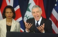 U.S. Secretary of State Condoleezza Rice (left) and U.K. Foreign Secretary Jack Straw in Baghdad on April 3 (epa)