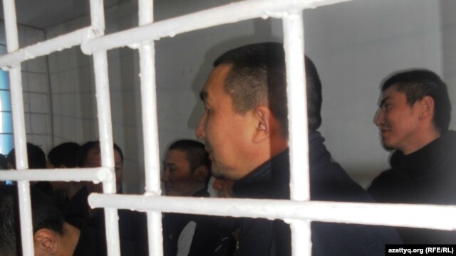 The accused in the Aqtobe courtroom on December 14.