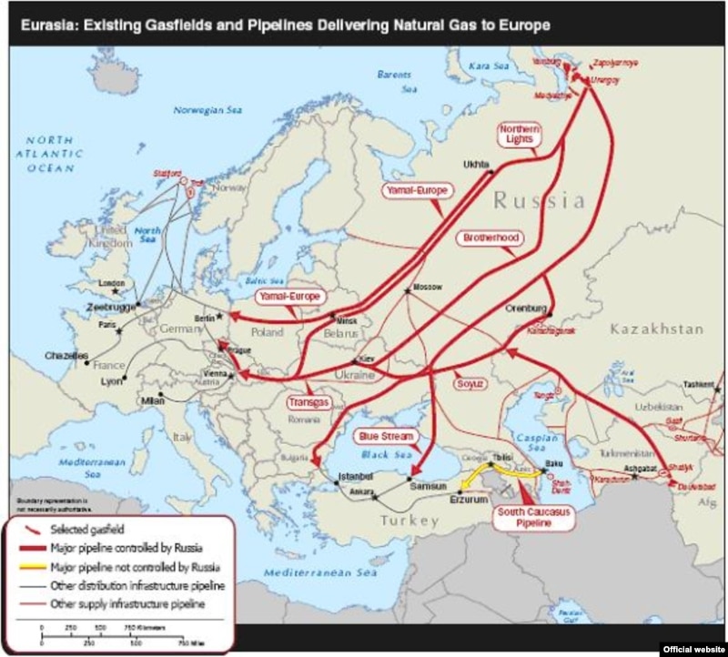 azerbaijan map europe. Gazprom map of existing gas