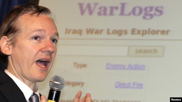WikiLeaks founder Julian Assange speaks during a London news conference on the release of secret documents about the Iraq war on October 23.