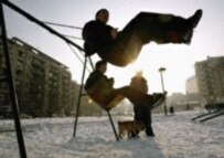 Children playing in downtown Belgrade