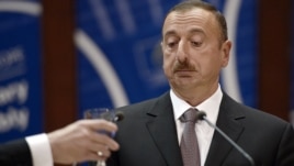 France -- Azerbaijan President Ilham Aliyev delivers a speech to the Council of Europe parliamentary assembly in Strasbourg, June 24, 2014