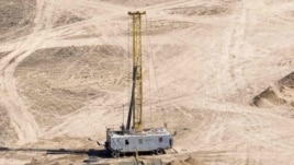A drilling rig at the Inkai uranium mine in Kazakhstan