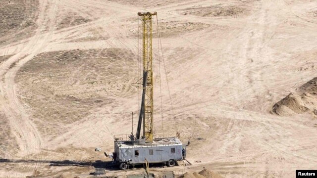 A drilling rig at the Inkai uranium mine in Kazakhstan