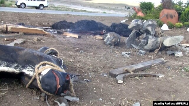 Wreckage of the donkey statue in Shamaxi.