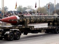 A medium-range, nuclear-capable missile on display in Pakistan (file photo) (epa)
