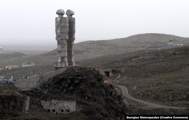A photo from 2011 shows the doomed statue on a hill above Kars.