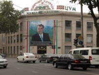 A campaign poster for President Rakhmonov in downtown Dushanbe today (ITAR-TASS)