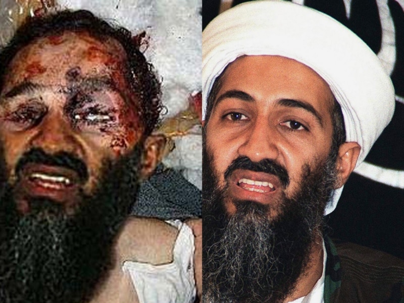 bin laden face in smoke. in Laden#39;s bloodied face