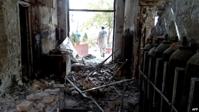 The damaged Doctors Without Borders hospital in Kunduz following an air strike in October 2015
