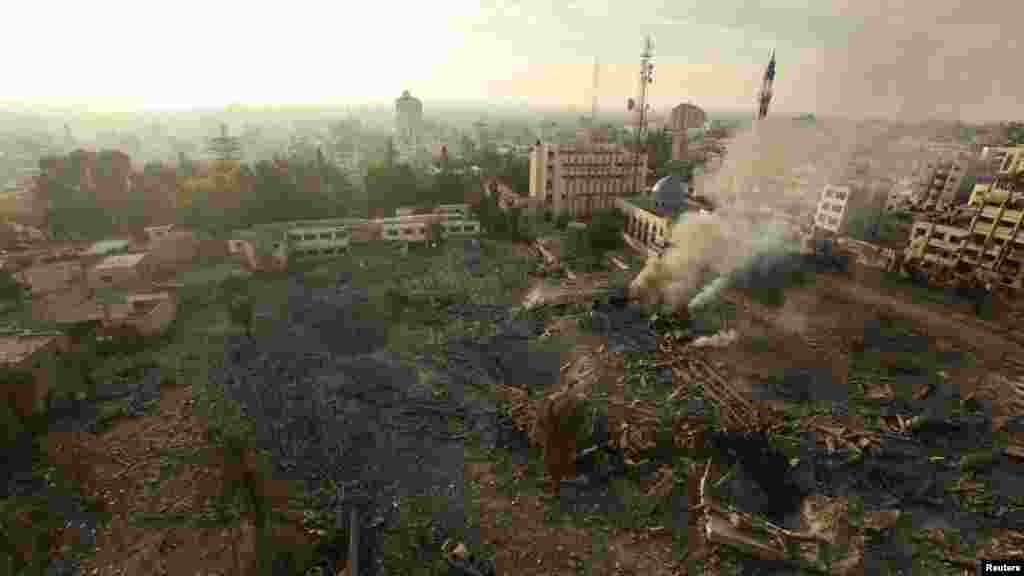 A general view of destroyed government offices is seen after an Israeli air strike in Gaza City on November 21. (Reuters/Mohammed Salem)
