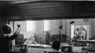 Germany -- A broadcast from the first Radio Free Europe studio in Munich. RFE began broadcasting from Munich in May 1951.